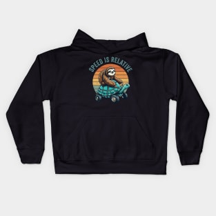 Funny Vintage Lazy Sloth Riding Tortoise Speed is Relative Kids Hoodie